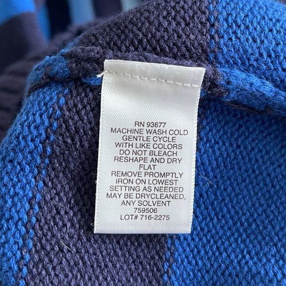 Liz Claiborne Blue Striped Sweater 100% COTTON  Petite Size Large - Picture 5 of 5